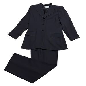 Oleg Cassini Black Blazer & Pant Suit Set Size 16